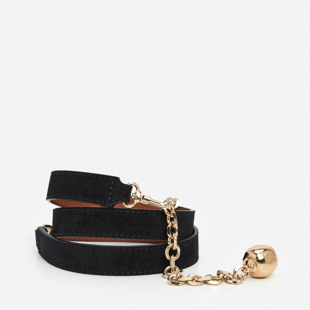 Belle Chain Belt Suede Black