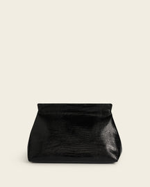 Clay Clutch Leather Black Lizzard