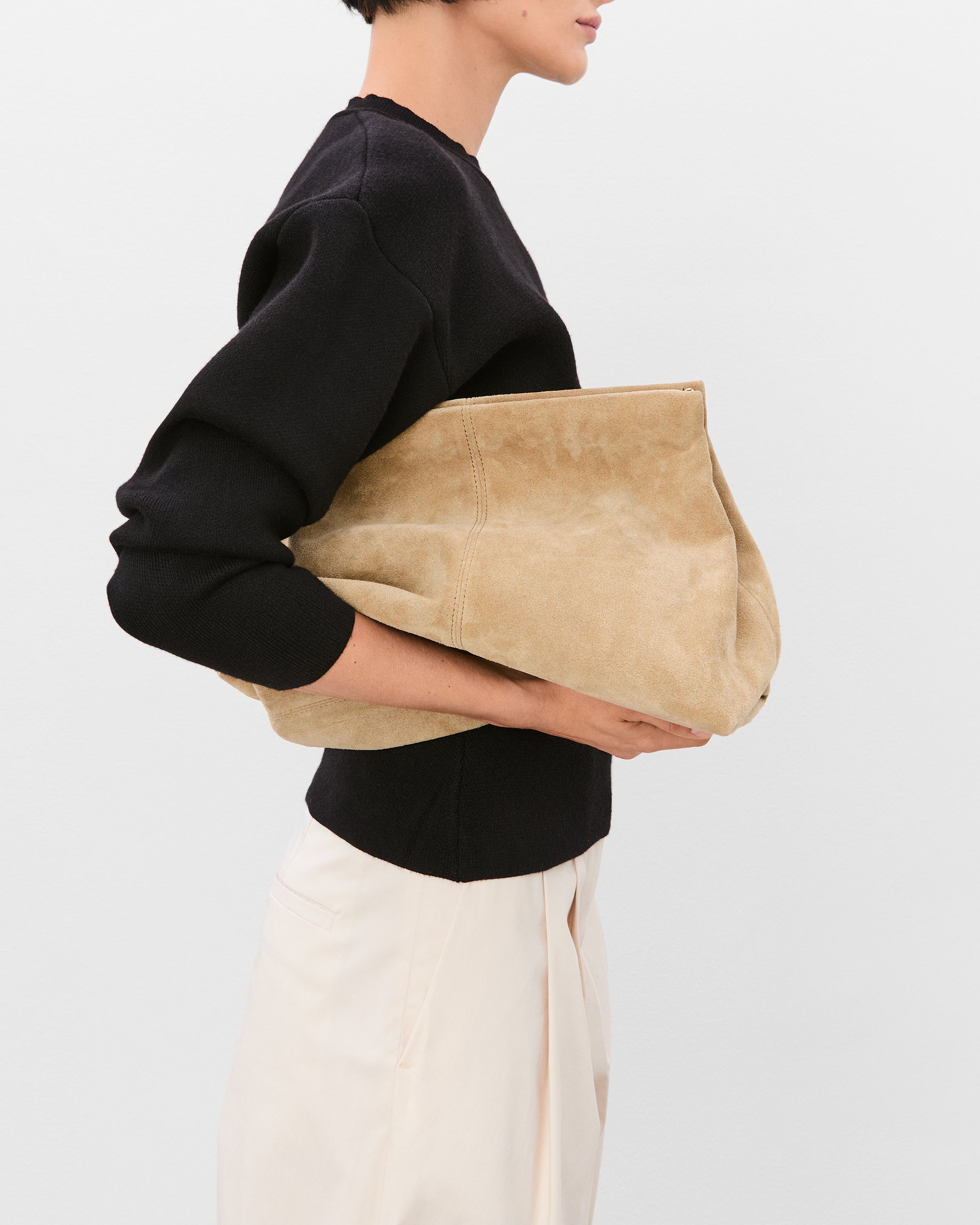 Beige suede clutch sale