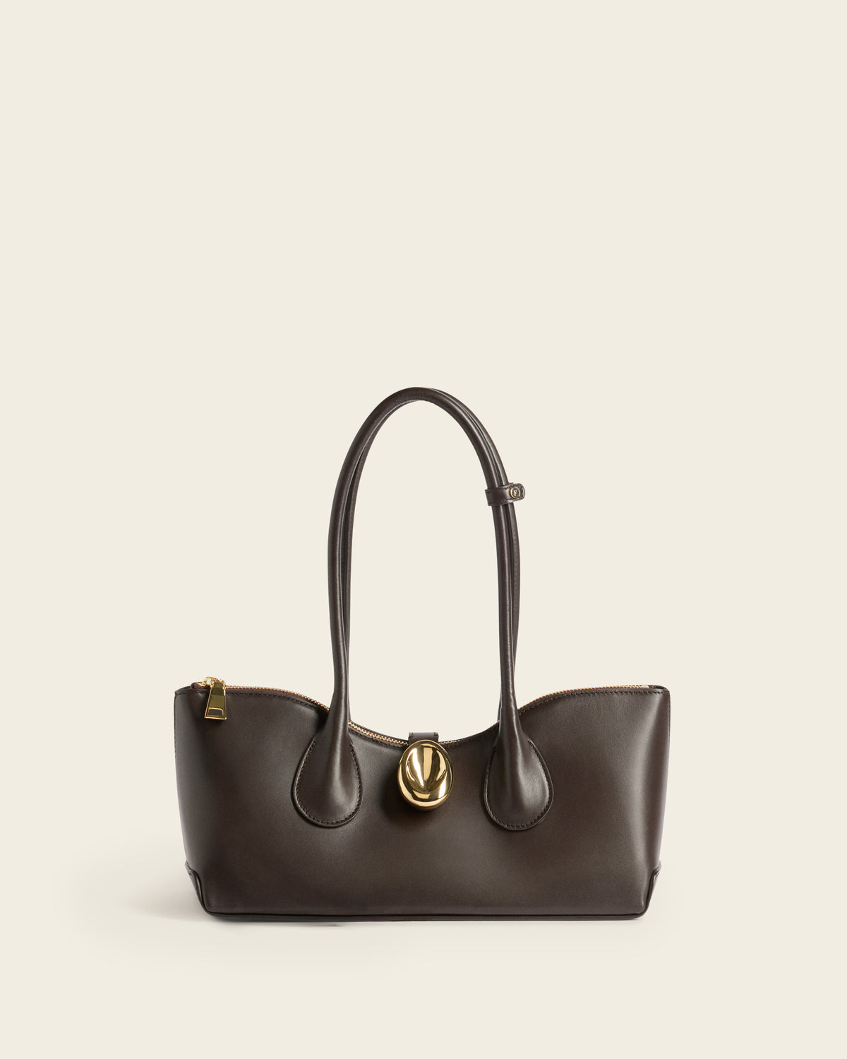 Gaia Ornament Shoulder Bag Leather Chocolate
