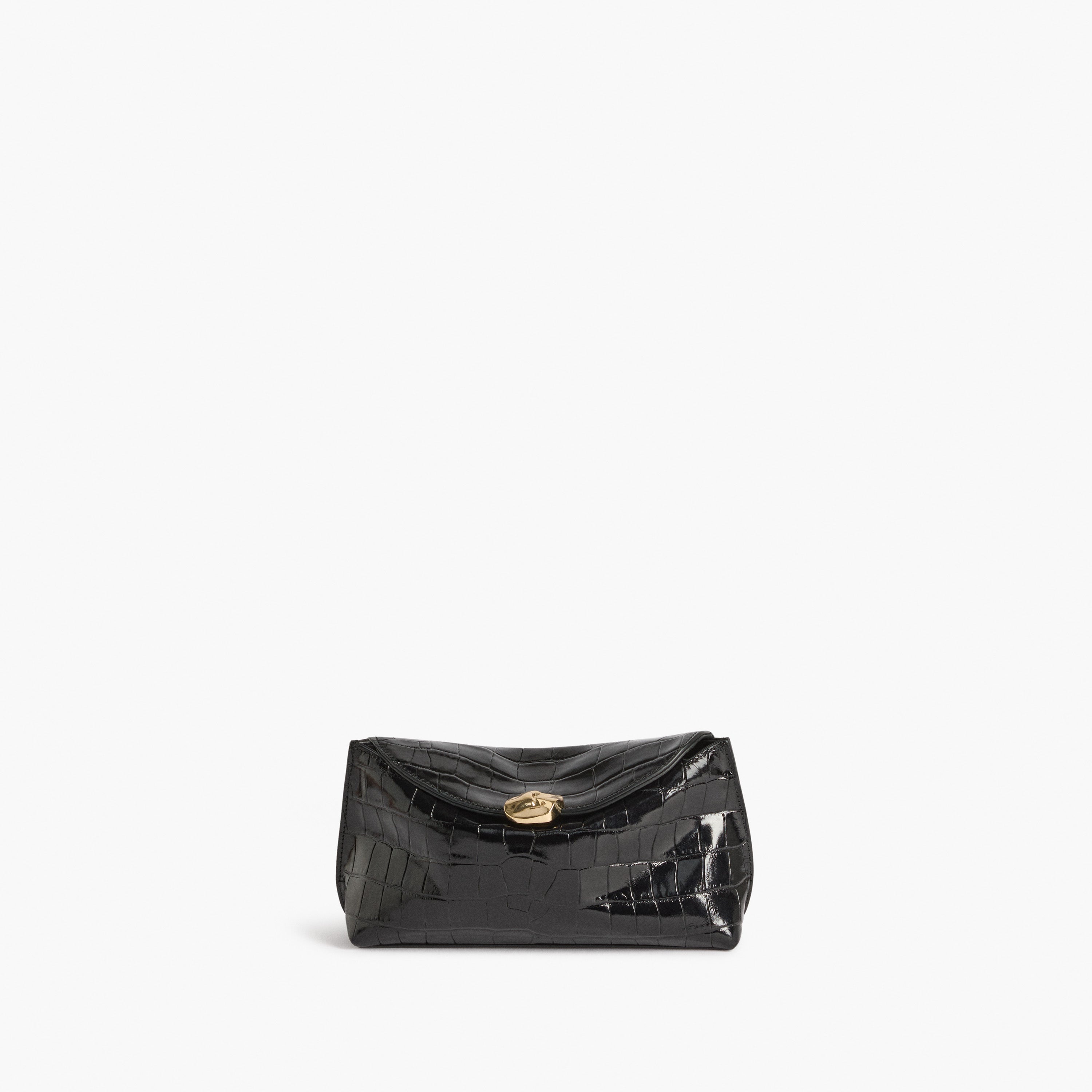 Hanna Clutch Leather Croco Black