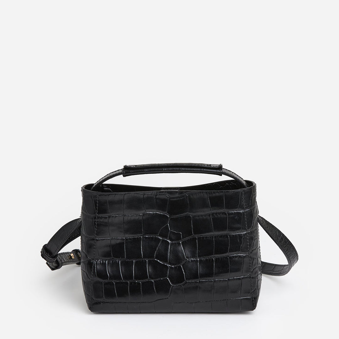 Hedda Mini Handbag Leather Black Croco