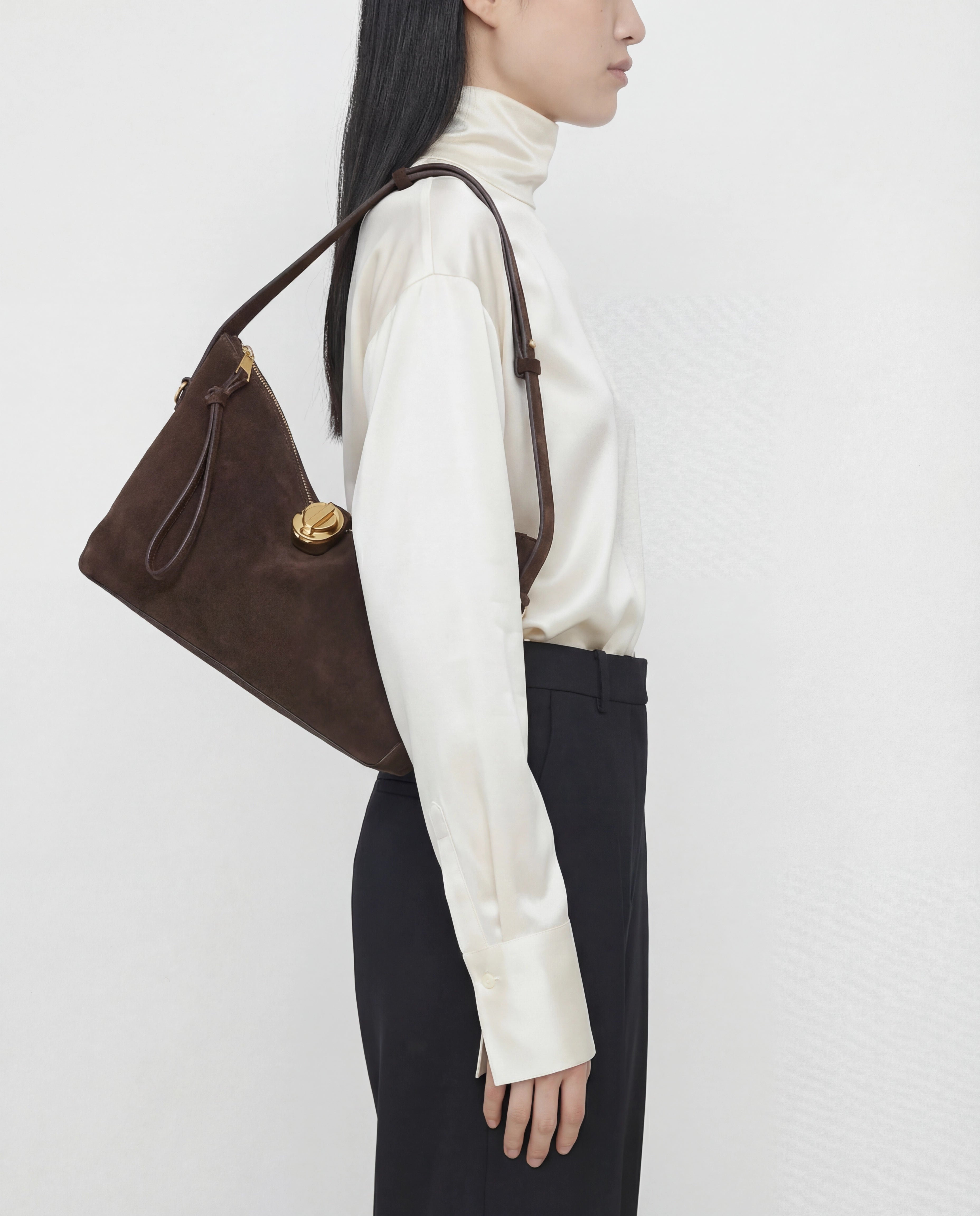 Gaia Handbag Suede Chocolate
