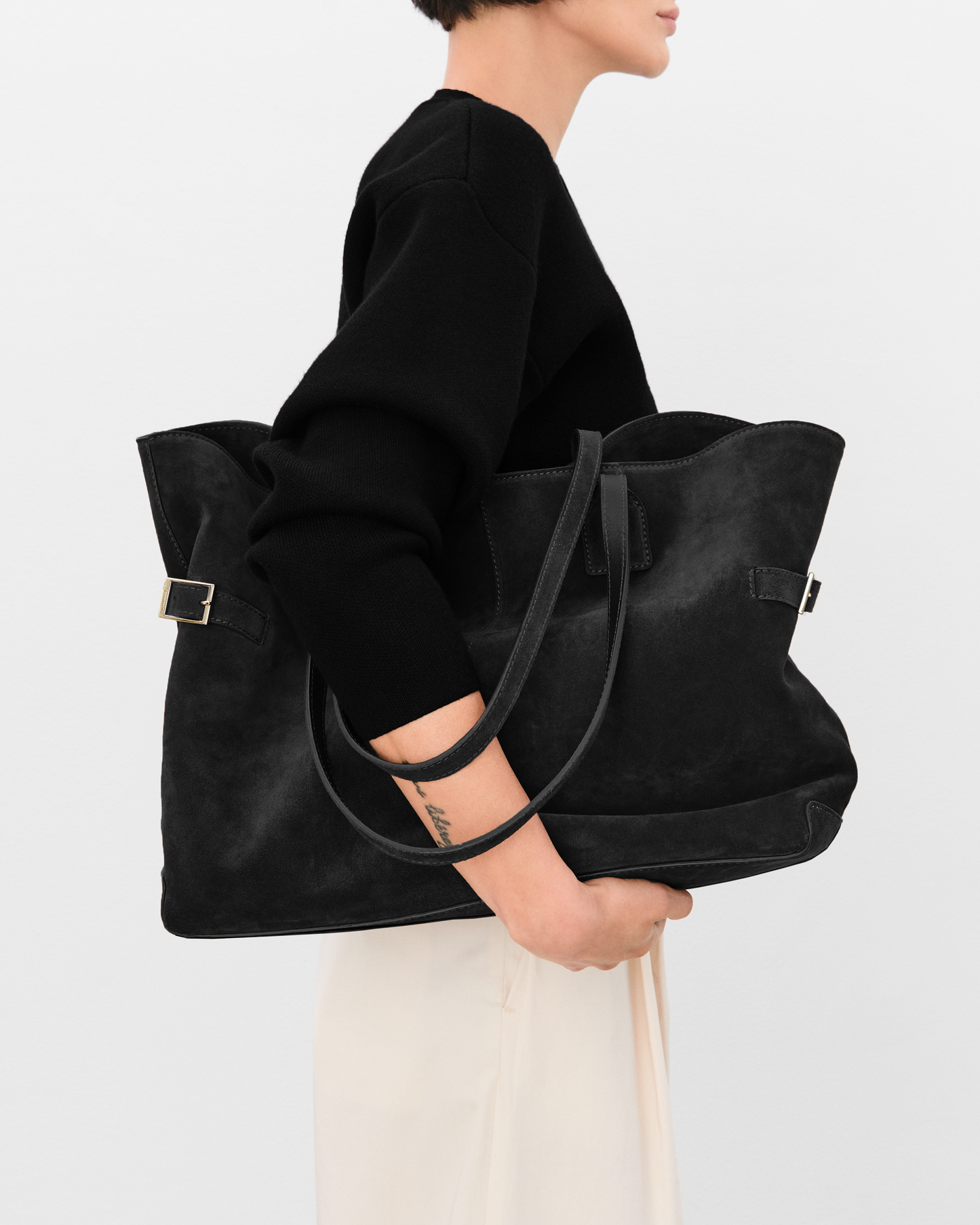 Lesley Tote Bag Suede Black